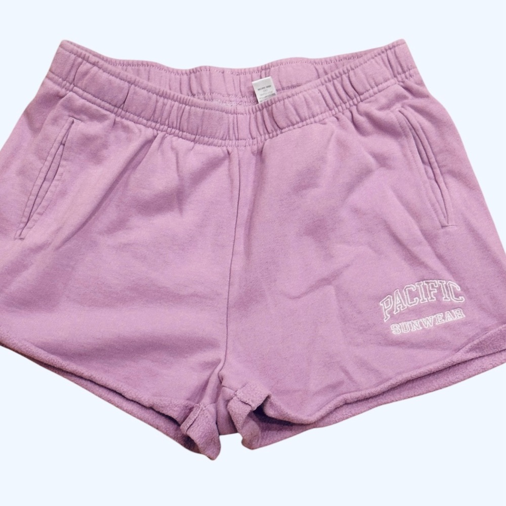 PacSun Purple Pastel Sweat Shorts Knit Loungewear Pull On Pockets M Relax Fit